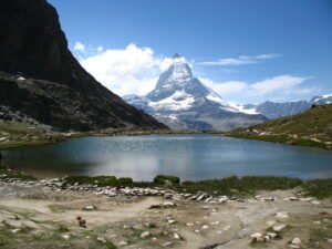 Matterhorn reflecting in Riffelsee from Gornergrat