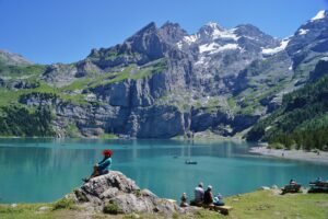 Oeschinensee on a bright summer day
